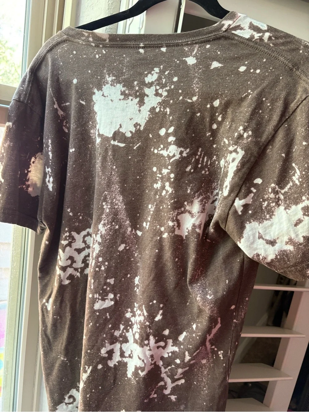 Next Level Apparel Brown and White Bleach-Effect V-Neck Tee